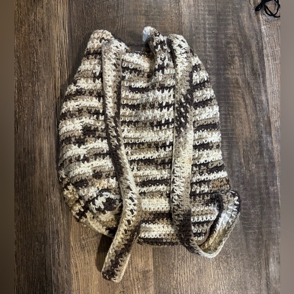 **FREE WHEN ADDED TO BUNDLE** Handmade Crochet Draw String Backpack - Picture 2 of 3